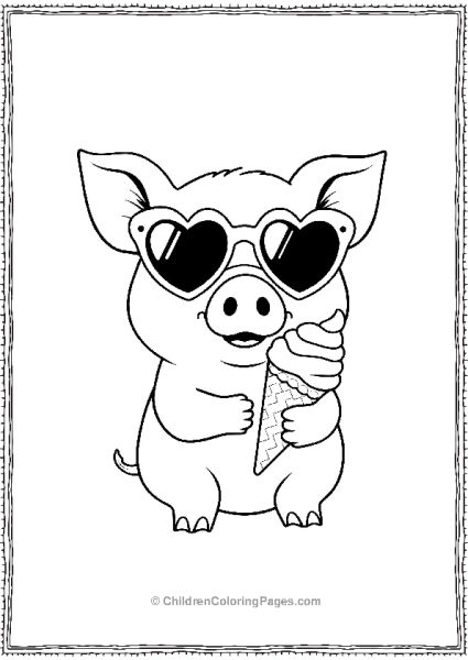 Pig Wearing Heart Shaped Sunglasses Free PDF Printable