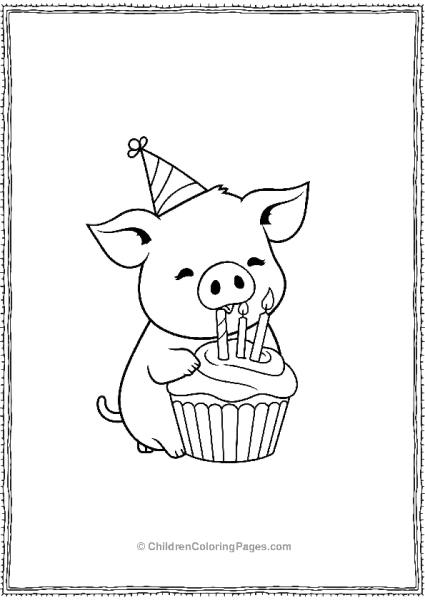 Pig With A Tiny Birthday Hat Free PDF Printable