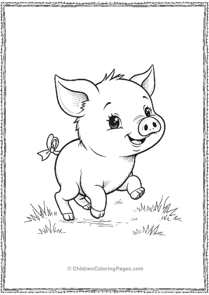 Pig With Bow On Its Tail Free PDF Printable