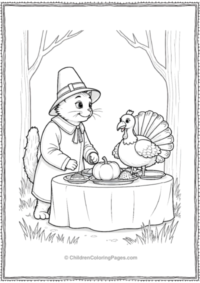 Pilgrim-Cat-And-Turkey-Hosting-A-Thanksgiving-Feast Free PDF Printable