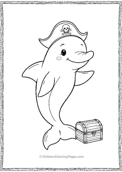 Pirate Dolphin With Treasure Chest Free PDF Printable