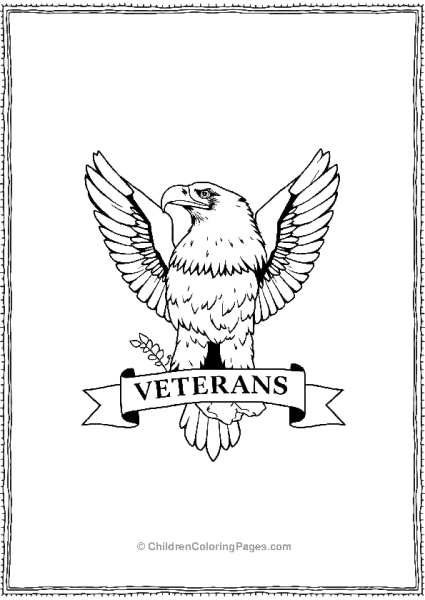 Proud Eagle Holding Veterans Wriitten On A Page For Veterans Day Free PDF Printable