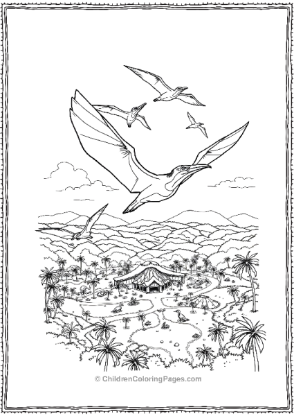 Pteranodons Soar Above Jurassic Park Free PDF Printable