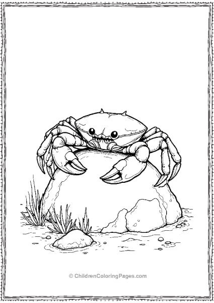 Realistic Crab Crawling On A Rock With Barnacles Free PDF Printable