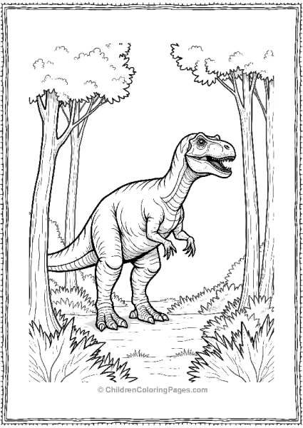 Realistic Giganotosaurus Hunting In A Dense Forest Free PDF Printable