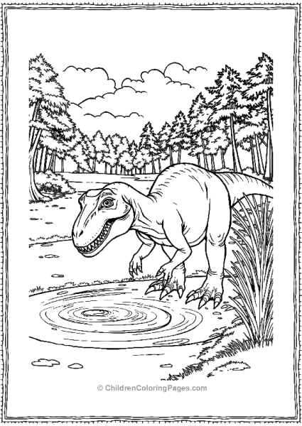 Realistic Velociraptor Drinking Water From A Pond Free PDF Printable