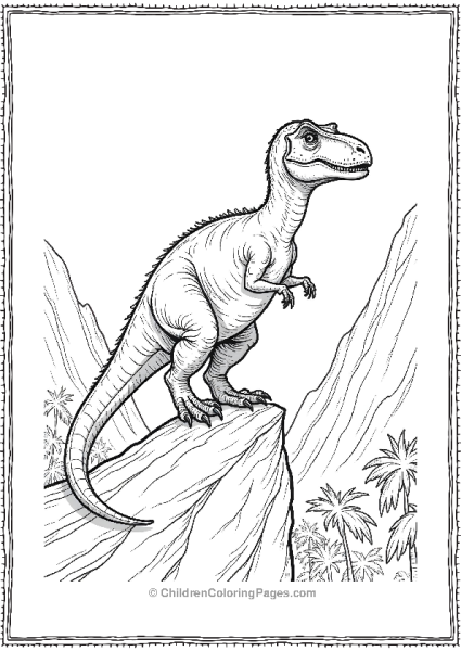 Realistic Velociraptor Perched On A Rocky Cliff Free PDF Printable