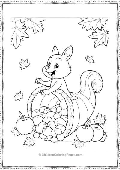 Silly-Squirrel-Popping-Out-Of-A-Cornucopia Free PDF Printable