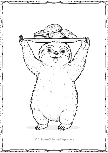 Sloth Balancing A Plate Of Cookies On Head Free PDF Printable