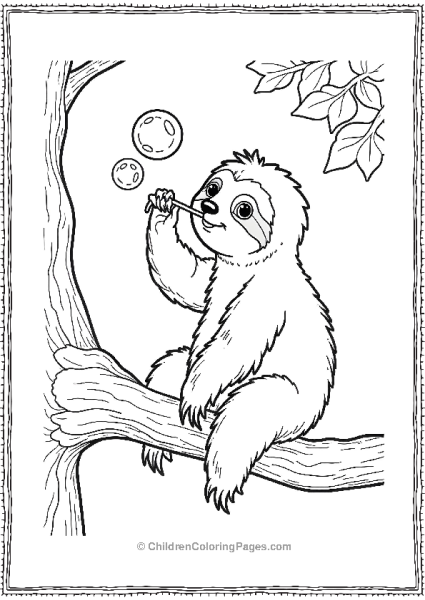 Sloth Blowing Bubbles Free PDF Printable