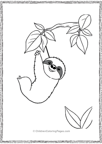 Sloth Cartoon Trying To Break A Leaf Free PDF Printable