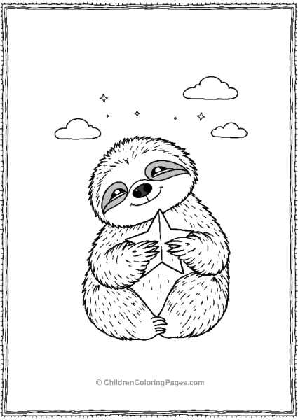 Sloth Cuddling A Star Free PDF Printable