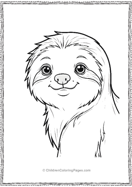 Sloth Detailed Sloth Face With Long Fur Free PDF Printable