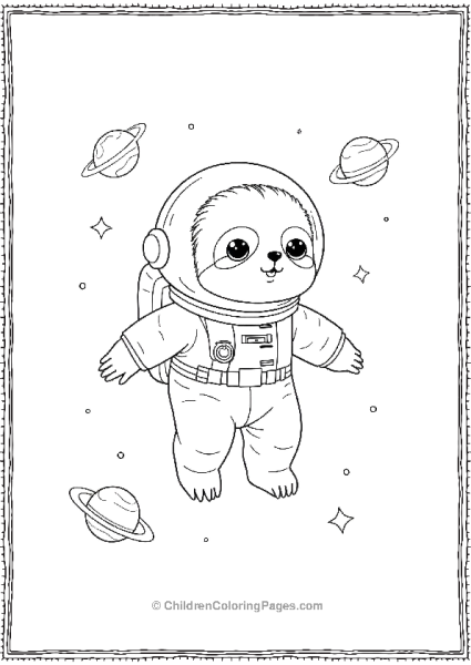 Sloth Dressed As A Astronaut Free PDF Printable