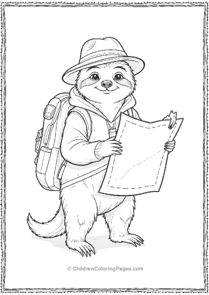 Sloth Dressed As An Explorer Free PDF Printable