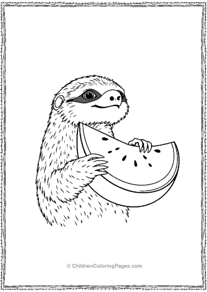 Sloth Eating A Slice Of Watermelon Free PDF Printable