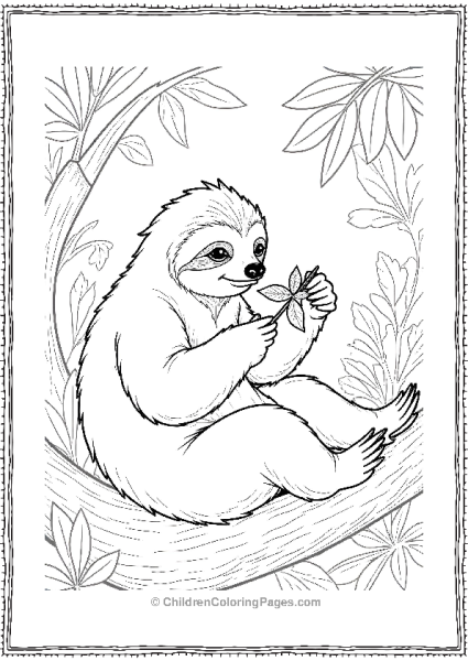 Sloth Eating Leaves Free PDF Printable