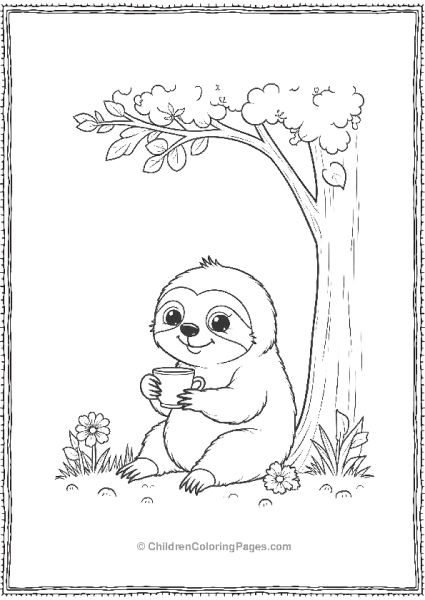 Sloth Enjoying A Cup Of Tea Free PDF Printable