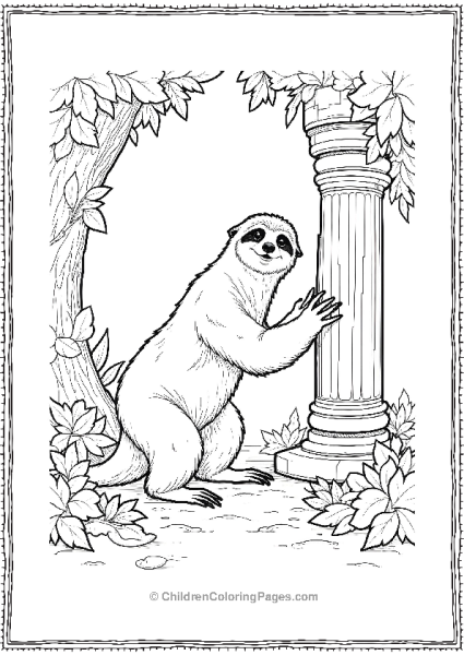 Sloth Exploring An Ancient Temple Free PDF Printable