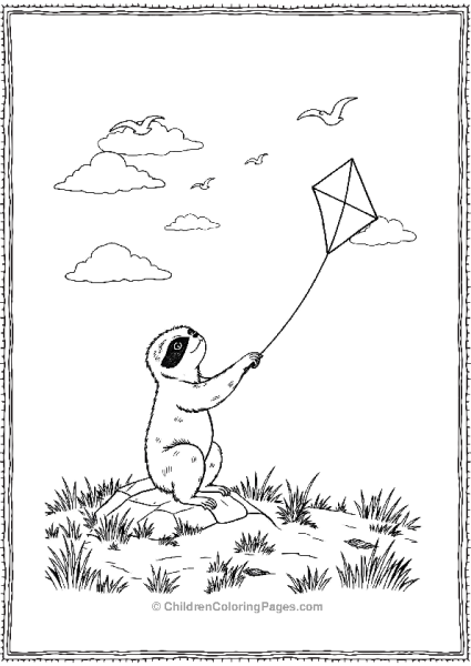 Sloth Flying A Kite Free PDF Printable