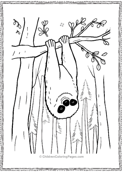 Sloth Hanging Upside Down Free PDF Printable