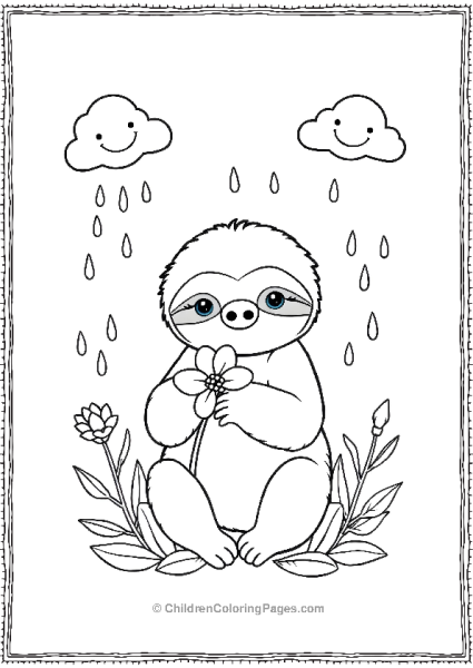 Sloth Holding A Flower Free PDF Printable