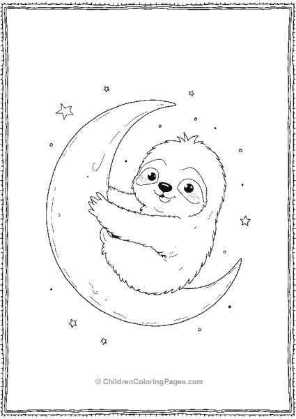 Sloth Hugging A Moon Free PDF Printable