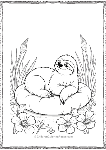 Sloth Lying On Soft Pillow Free PDF Printable