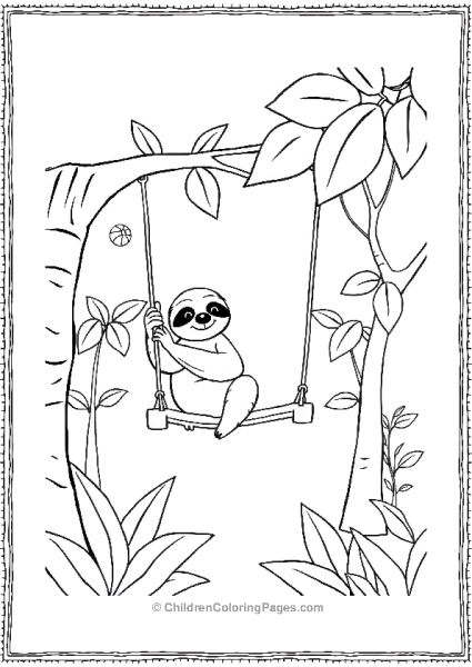 Sloth On Jungle Swing Free PDF Printable