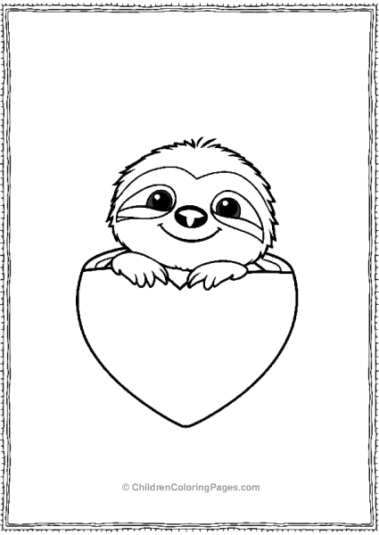 Sloth Peeking Out From A Heart Shaped Box Free PDF Printable