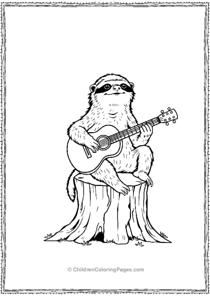 Sloth Playing Guitar Free PDF Printable