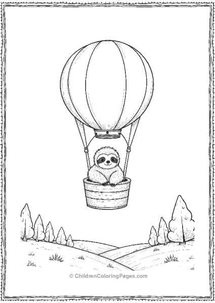 Sloth Relaxing In Hot Air Balloon Free PDF Printable