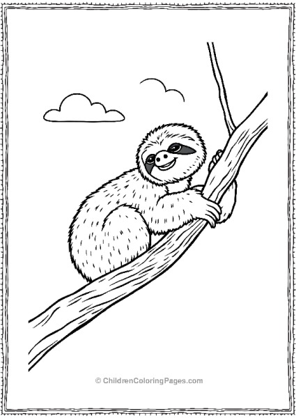 Sloth Sitting On A Branch Free PDF Printable