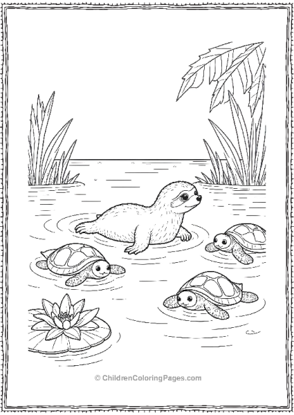 Sloth Swimming With A Turtle Free PDF Printable