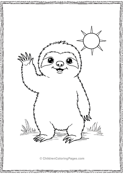 Sloth Waving At The Sun Free PDF Printable