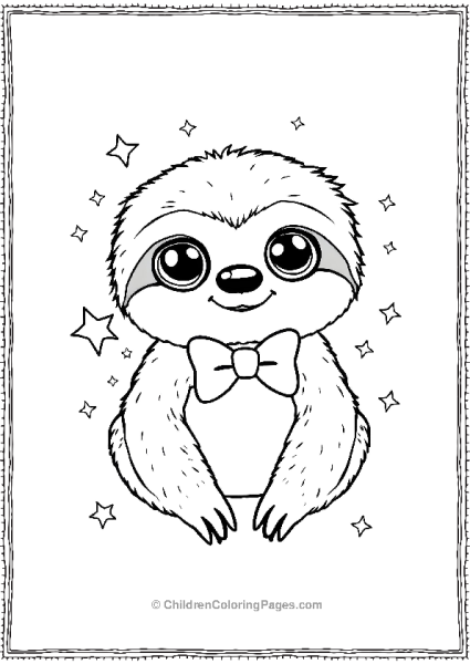 Sloth Wearing A Bow Free PDF Printable