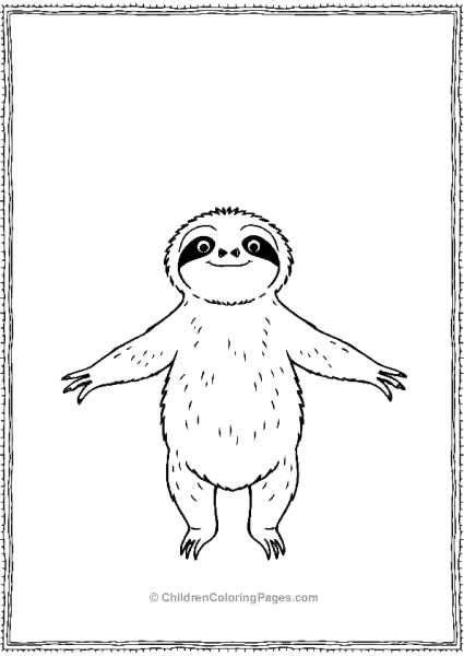 Sloth With Its Arms Stretched Free PDF Printable