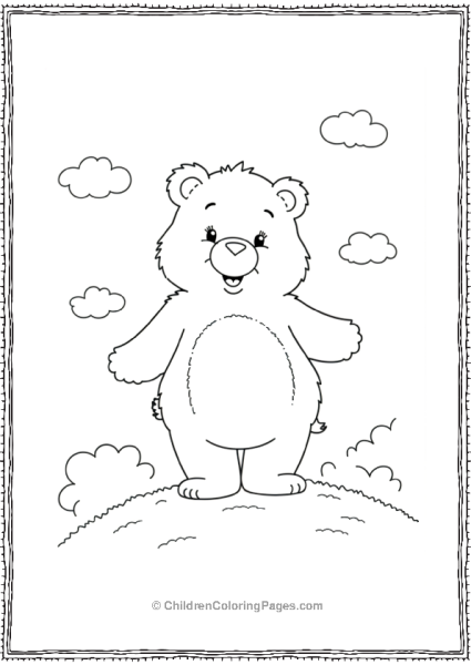 Smiling Bear In A Meadow Free PDF Printable