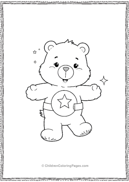 Smiling Bear With A Star On Its Belly Free PDF Printable