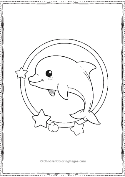 Smiling Dolphin With Stars Free PDF Printable