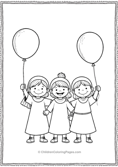 Smiling-Pilgrim-Children-Holding-Balloons Free PDF Printable