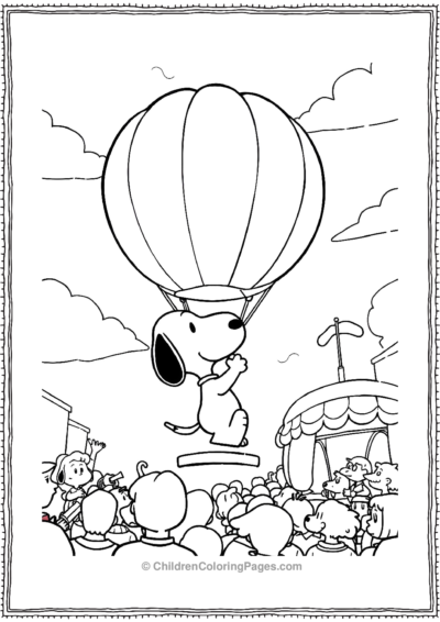 Snoopy-Balloon-Flying-High Free PDF Printable