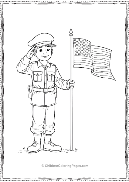 Soldier Saluting American Flag Free PDF Printable