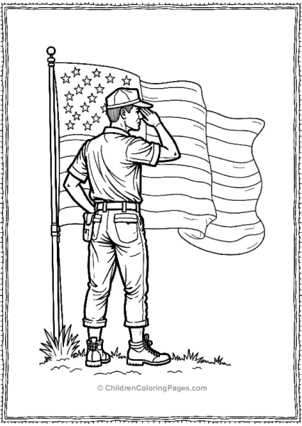 Soldier Saluting Flag Free PDF Printable