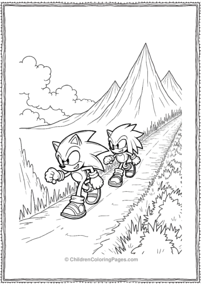 Sonic And Knuckles Racing On A Mountain Free PDF Printable