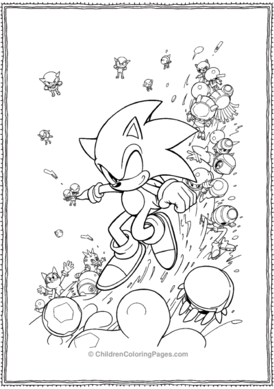 Sonic Battling Through A Wave Of Badniks Free PDF Printable