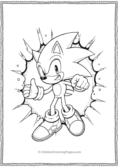 Sonic Bursting Through A Breakable Wall Free PDF Printable