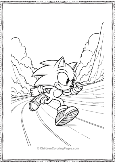 Sonic Collecting Rings While Running On A Speed Hill Free PDF Printable