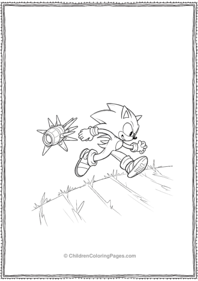 Sonic Leaping Over Spikes While Being Chased By A Spiky Alien Free PDF Printable