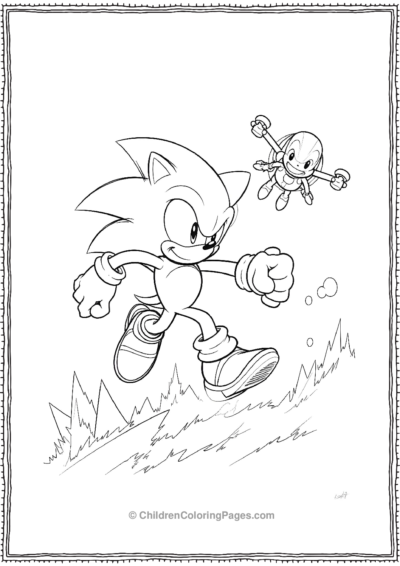 Sonic Leaping Over Spikes While Being Chased By An Alien Free PDF Printable